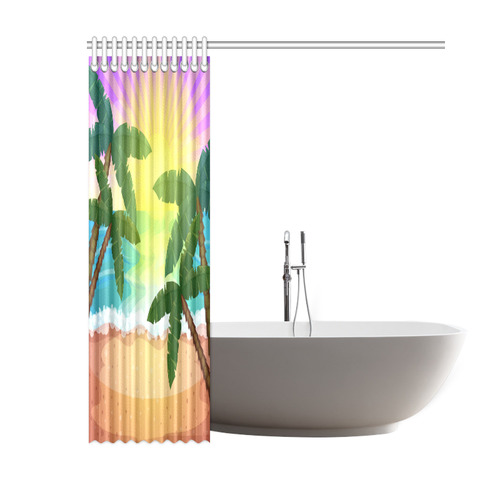 Tropical Sunset Palm Trees Beach Shower Curtain 60"x72"