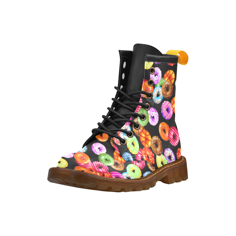 Colorful Yummy DONUTS pattern High Grade PU Leather Martin Boots For Men Model 402H