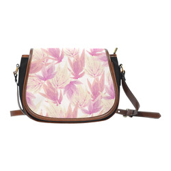 Watercolor Floral Leaf Pattern- Saddle Bag/Small (Model 1649)(Flap Customization)