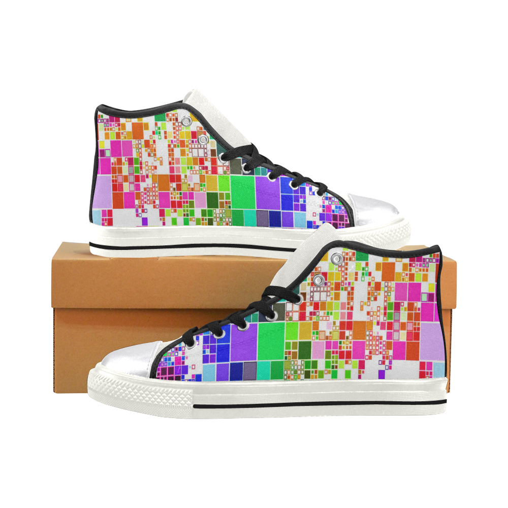 Squared Obsession Women's Classic High Top Canvas Shoes (Model 017)