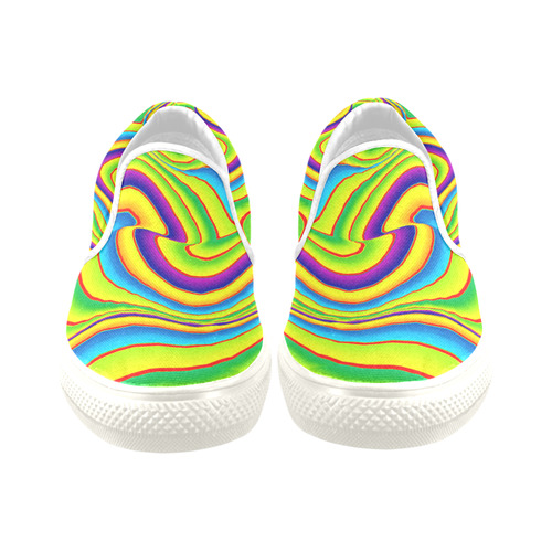 Summer Wave Colors Women's Slip-on Canvas Shoes/Large Size (Model 019)