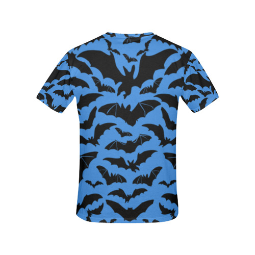 Blue - black bats All Over Print T-Shirt for Women (USA Size) (Model T40)
