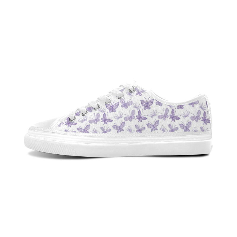 Cute Purple Butterflies Women's Canvas Zipper Shoes/Large Size (Model 001)