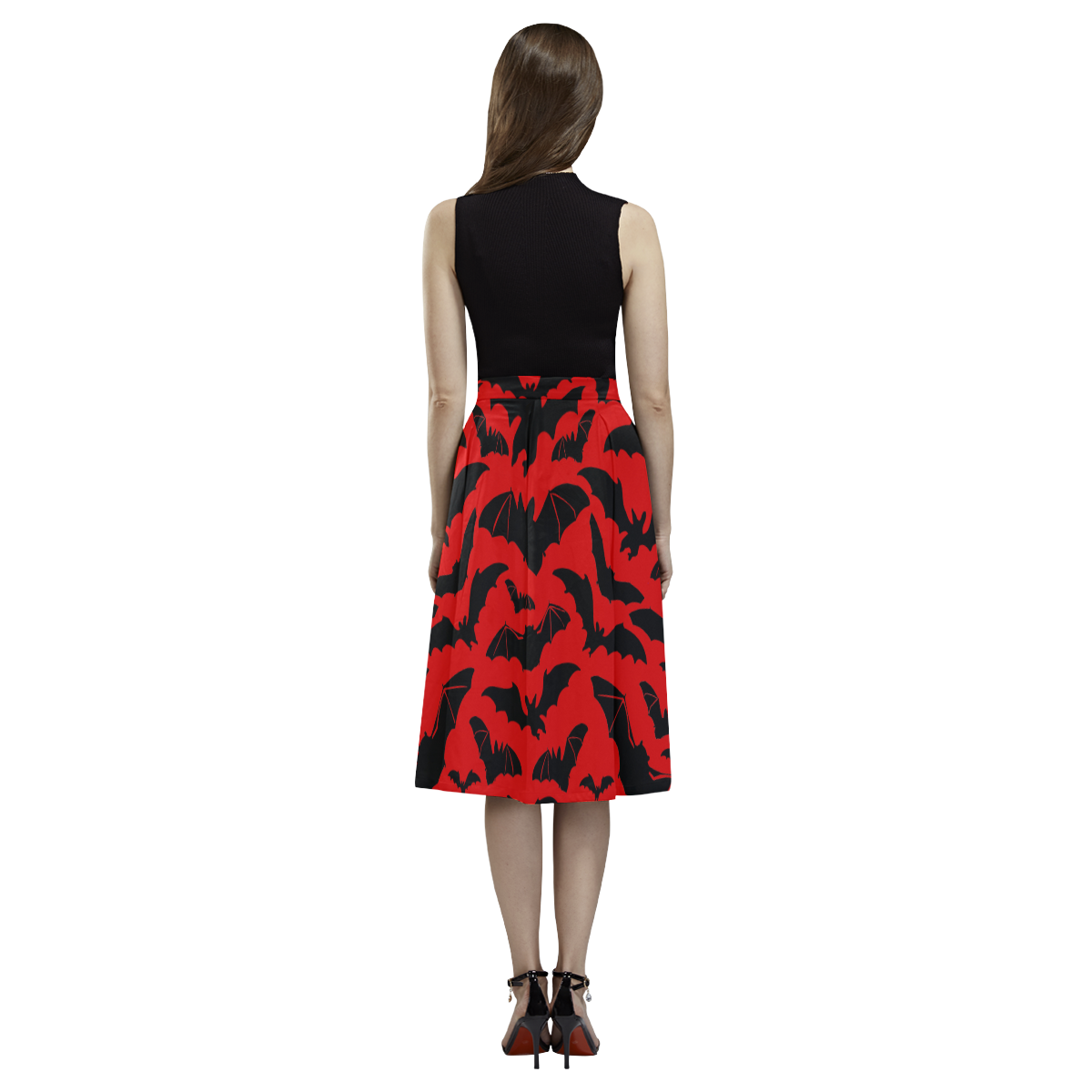 Skirt - heartful of bats Aoede Crepe Skirt (Model D16)