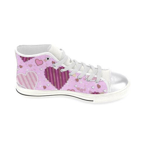 Pink Patchwork Hearts Women's Classic High Top Canvas Shoes (Model 017)