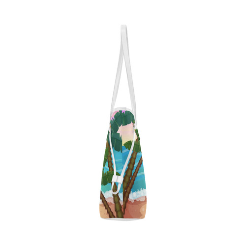 Tropical Sunset Palm Trees Beach Clover Canvas Tote Bag (Model 1661)