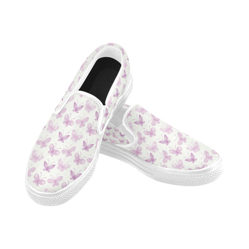 Fantastic Pink Butterflies Women's Unusual Slip-on Canvas Shoes (Model 019)