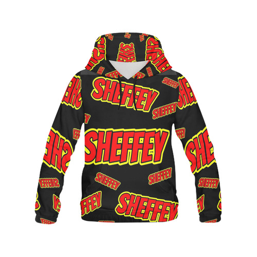 Sheffey - Red and Yellow Comic Fonts All Over Print Hoodie for Women (USA Size) (Model H13)
