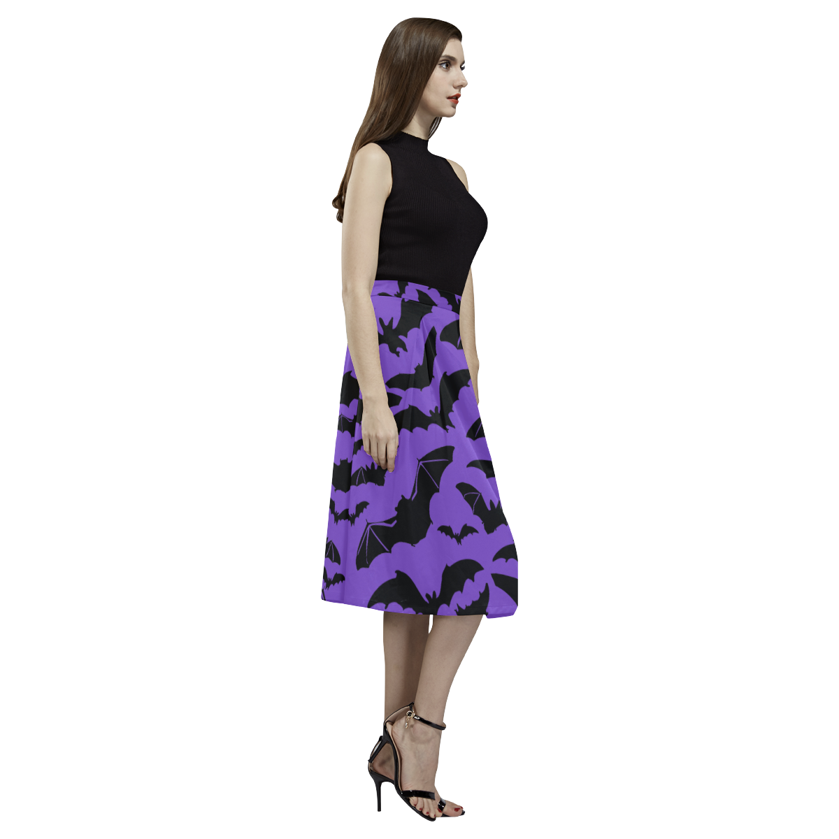 Skirt - heartful of bats Aoede Crepe Skirt (Model D16)