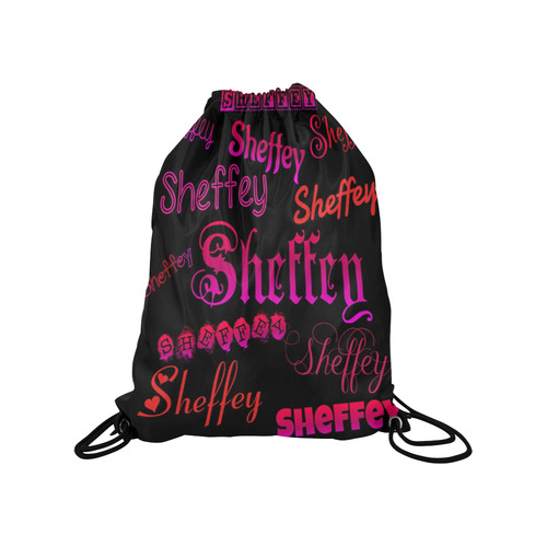 Sheffey Fonts - Pink and Red Medium Drawstring Bag Model 1604 (Twin Sides) 13.8"(W) * 18.1"(H)