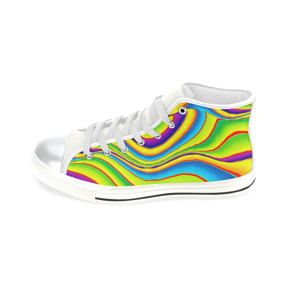 Summer Wave Colors High Top Canvas Shoes for Kid (Model 017)