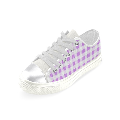 Lavender Gingham Women's Classic Canvas Shoes (Model 018)