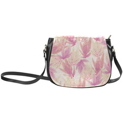 Watercolor Floral Leaf Pattern- Classic Saddle Bag/Small (Model 1648)