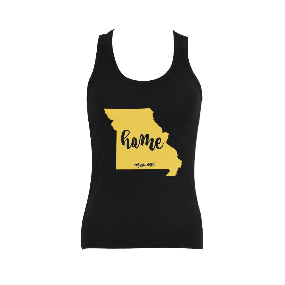 Missouri Girl home gold black Women's Shoulder-Free Tank Top (Model T35)