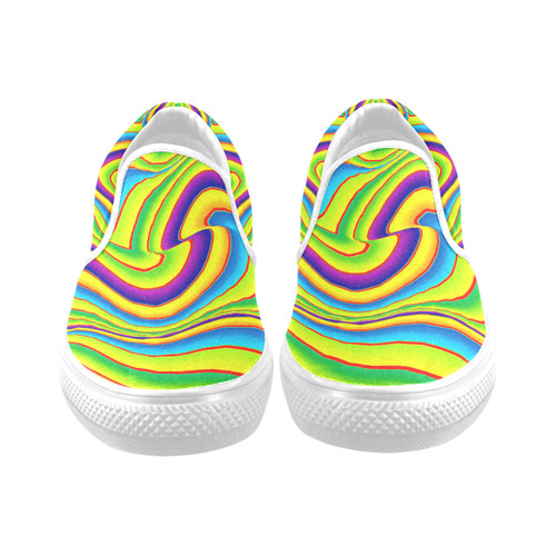 Summer Wave Colors Women's Unusual Slip-on Canvas Shoes (Model 019)