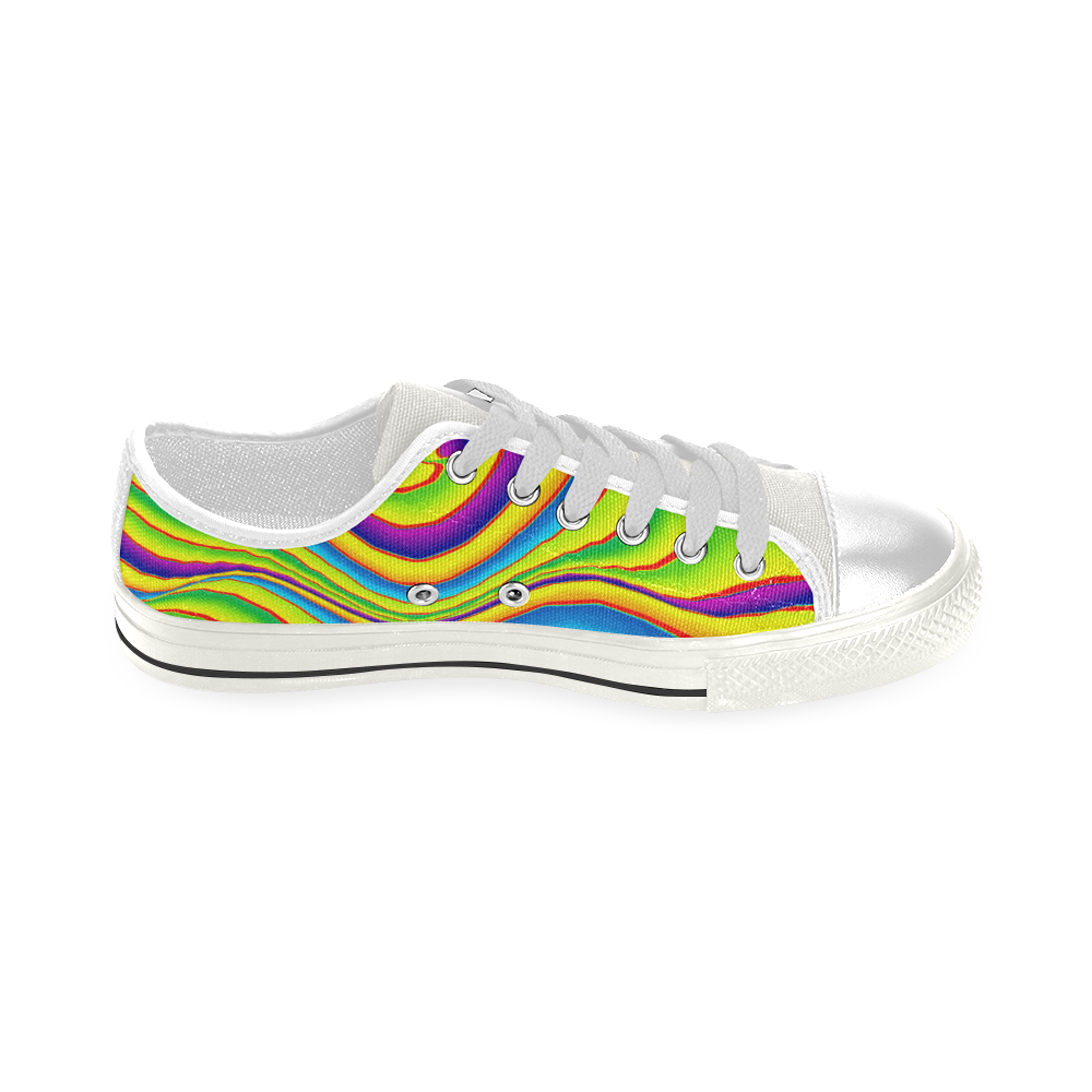 Summer Wave Colors Low Top Canvas Shoes for Kid (Model 018)