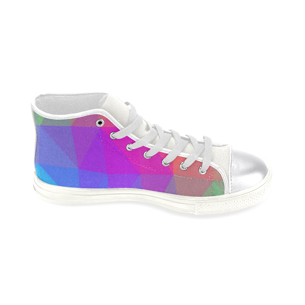 Triangle Rainbow Abstract Women's Classic High Top Canvas Shoes (Model 017)