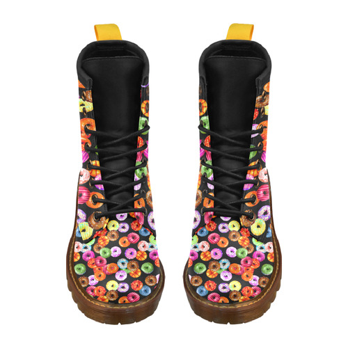 Colorful Yummy DONUTS pattern High Grade PU Leather Martin Boots For Men Model 402H