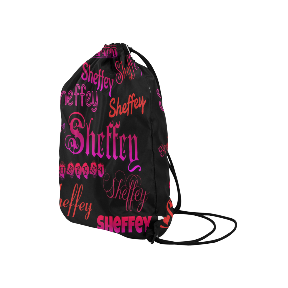 Sheffey Fonts - Pink and Red Medium Drawstring Bag Model 1604 (Twin Sides) 13.8"(W) * 18.1"(H)