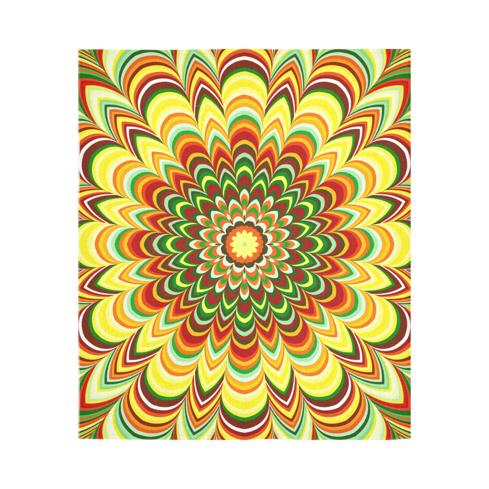 Colorful flower striped mandala Cotton Linen Wall Tapestry 51"x 60"