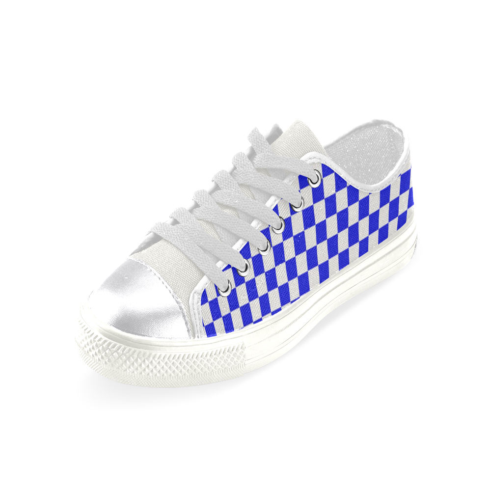 Bright Blue Gingham Women's Classic Canvas Shoes (Model 018)