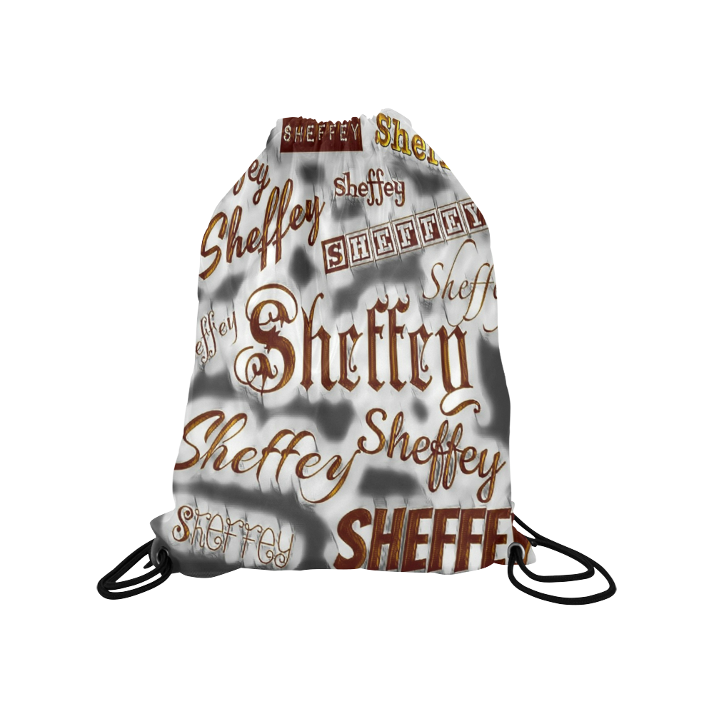 Sheffey Fonts Gray and Bronze Medium Drawstring Bag Model 1604 (Twin Sides) 13.8"(W) * 18.1"(H)
