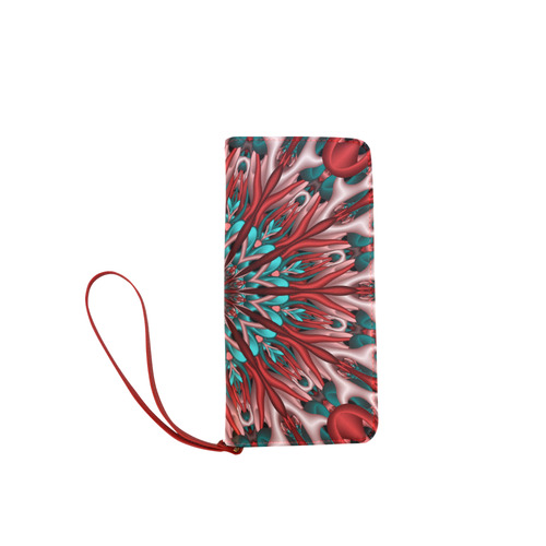 Pink teal fractal mandala Women's Clutch Wallet (Model 1637)