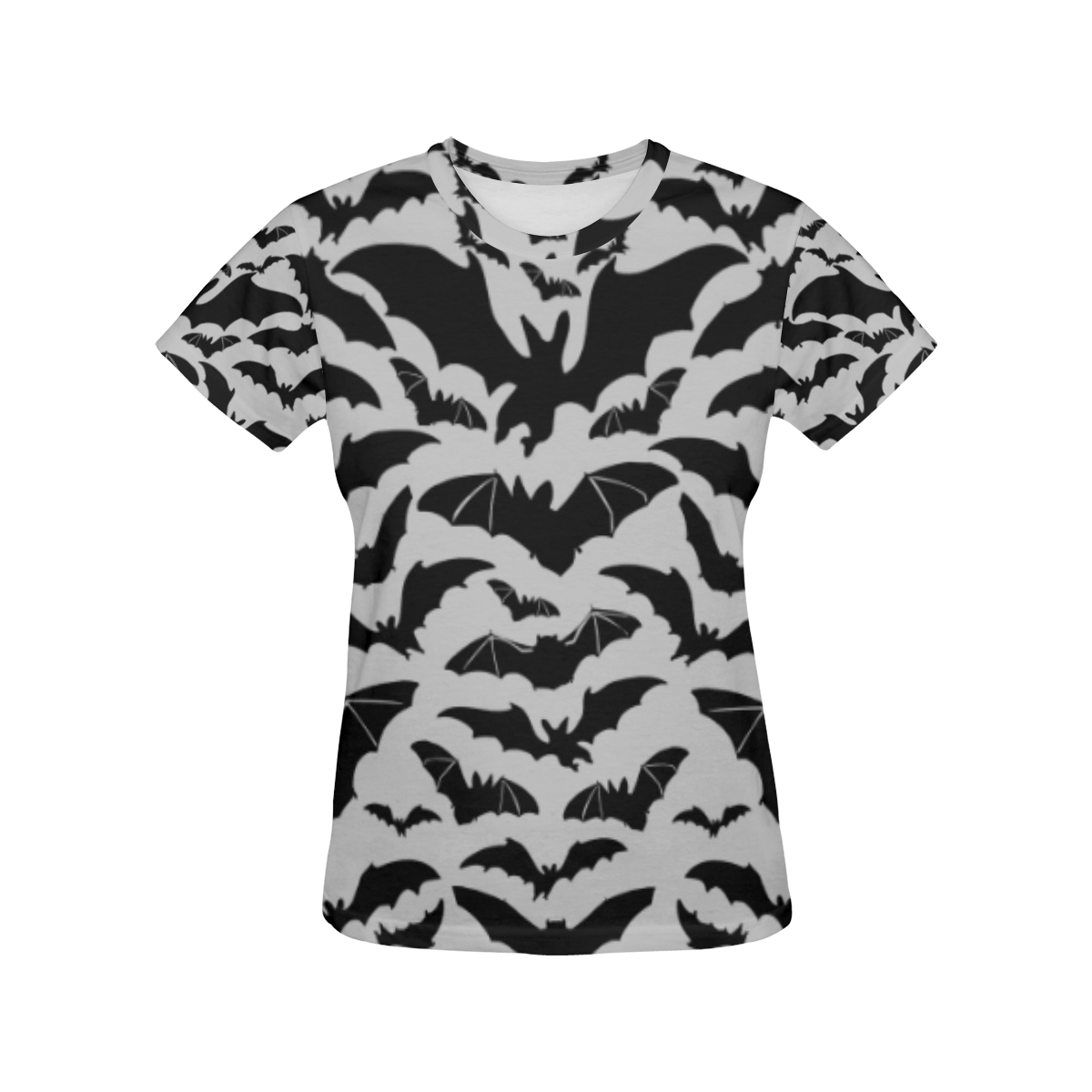 Grey - black bats All Over Print T-Shirt for Women (USA Size) (Model T40)