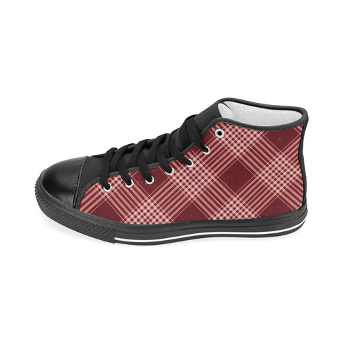 Red White Plaid Women's Classic High Top Canvas Shoes (Model 017)