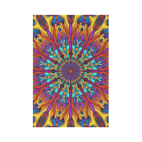 Amazing colors fractal mandala Cotton Linen Wall Tapestry 60"x 90"