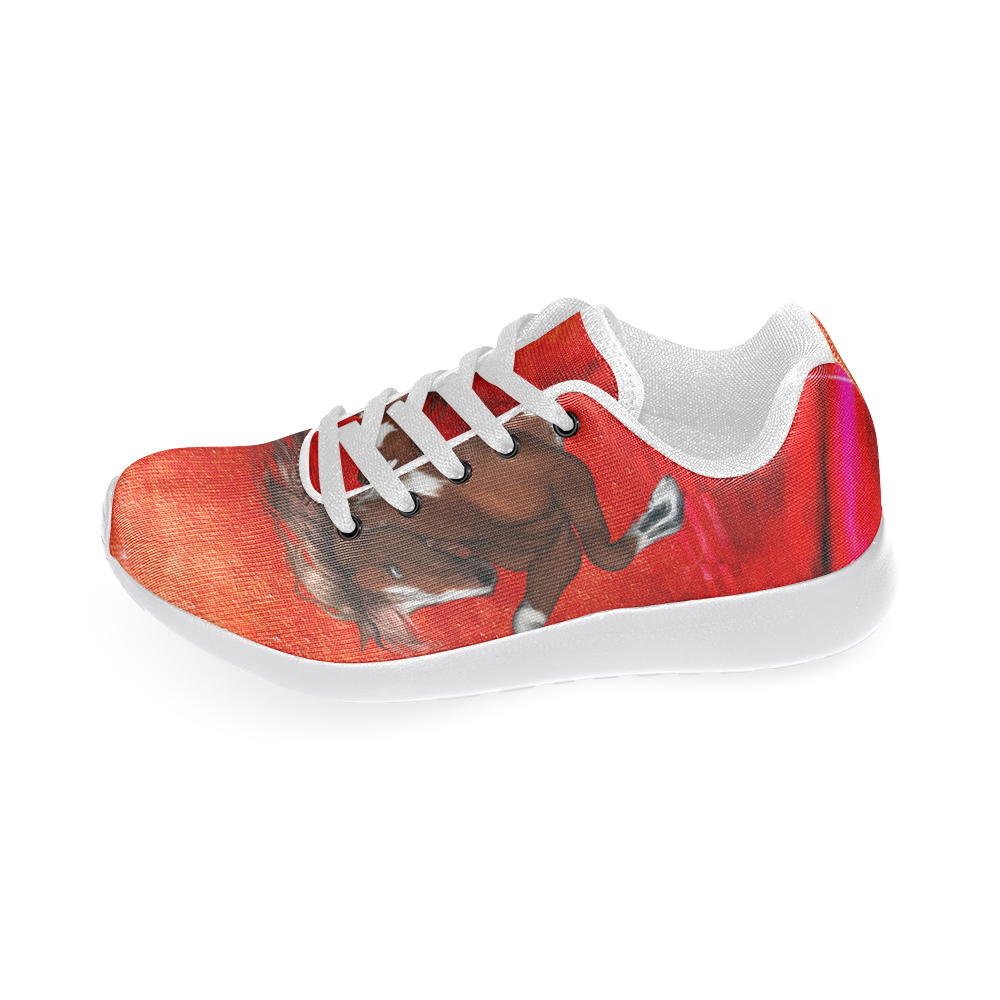 Wild horse on red background Men’s Running Shoes (Model 020)