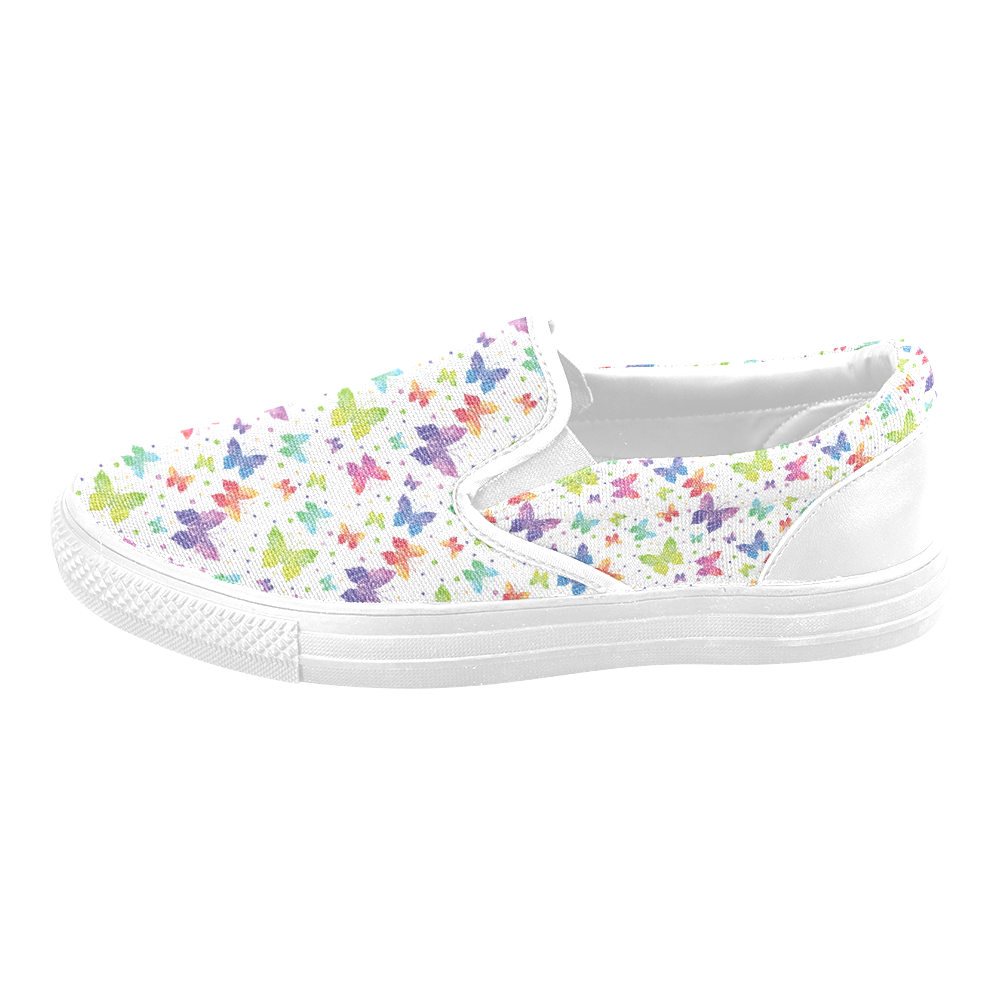 Colorful Butterflies Women's Unusual Slip-on Canvas Shoes (Model 019)