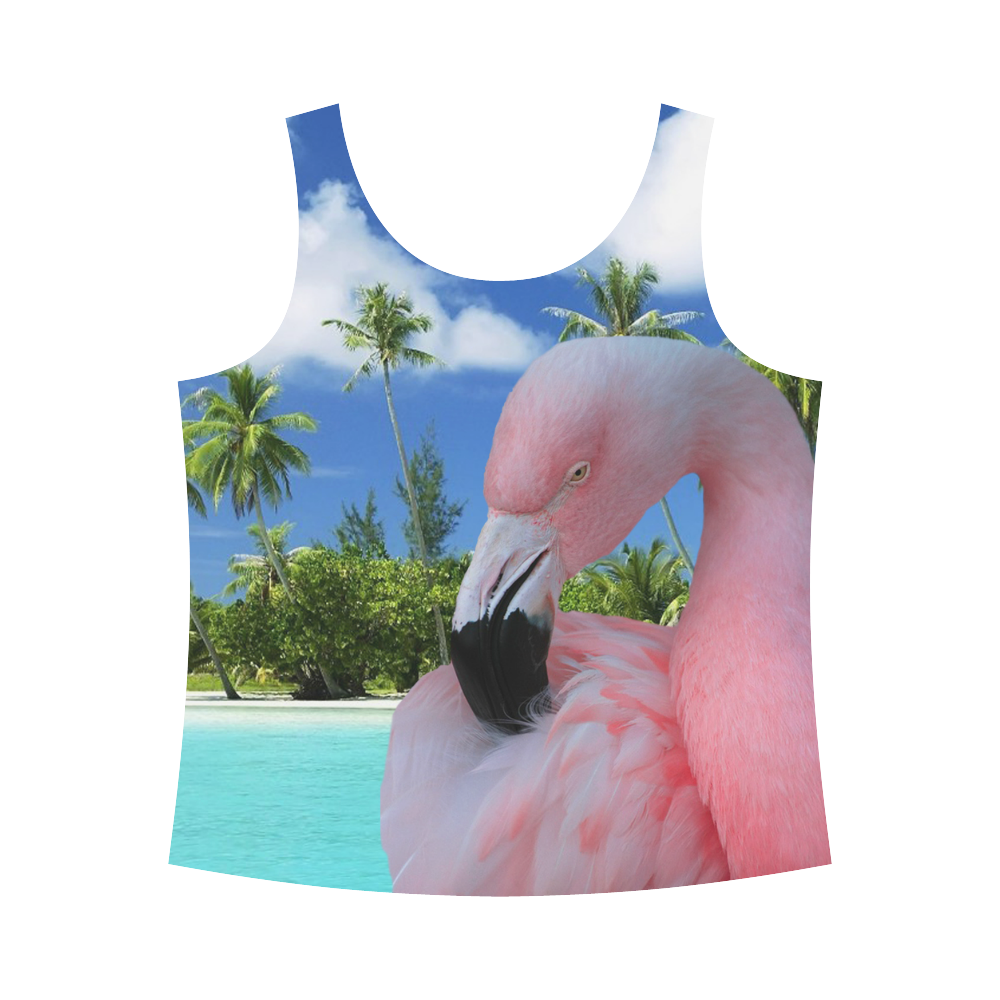 Flamingo and Beach All Over Print Tank Top for Women (Model T43)