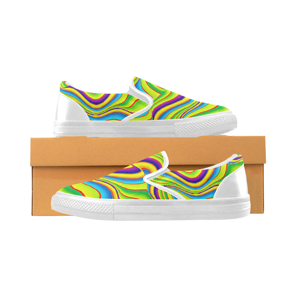 Summer Wave Colors Men's Slip-on Canvas Shoes (Model 019)