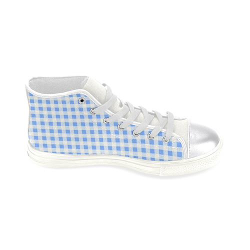 Sky Blue Gingham Women's Classic High Top Canvas Shoes (Model 017)