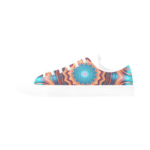 Blue Feather Mandala Aquila Microfiber Leather Women's Shoes/Large Size (Model 031)