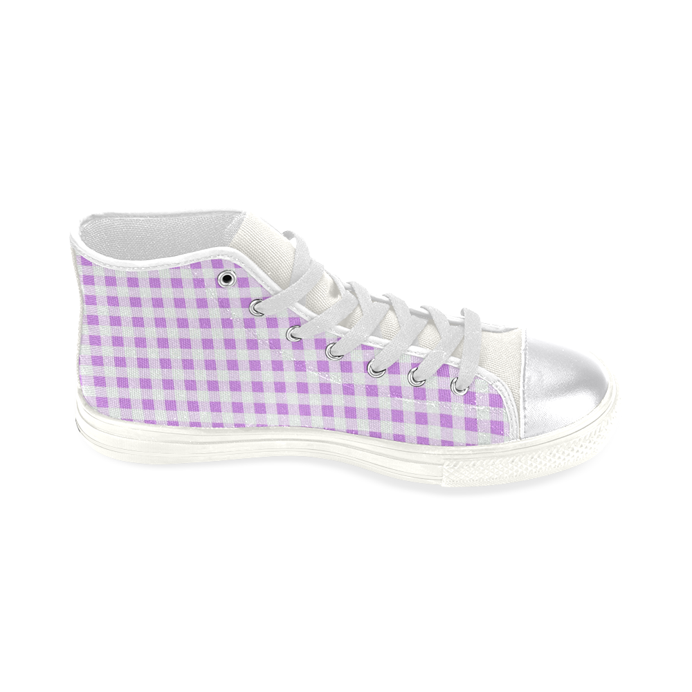 Lavender Gingham Women's Classic High Top Canvas Shoes (Model 017)