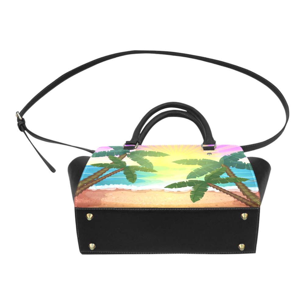 Tropical Sunset Palm Trees Beach Classic Shoulder Handbag (Model 1653)