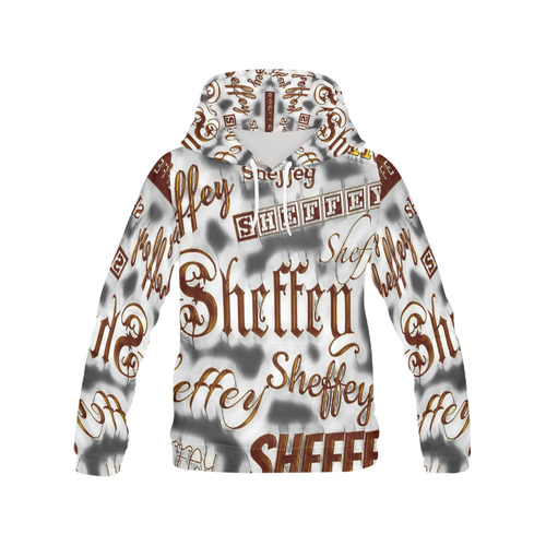 Sheffey Fonts Gray and Bronze All Over Print Hoodie for Women (USA Size) (Model H13)
