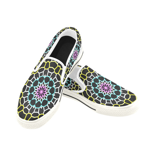 Live Line Mandala Women's Slip-on Canvas Shoes/Large Size (Model 019)