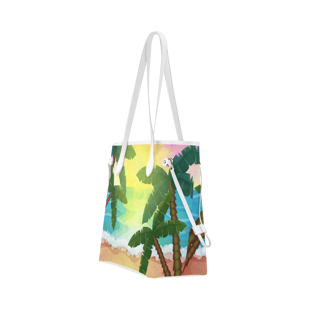 Tropical Sunset Palm Trees Beach Clover Canvas Tote Bag (Model 1661)