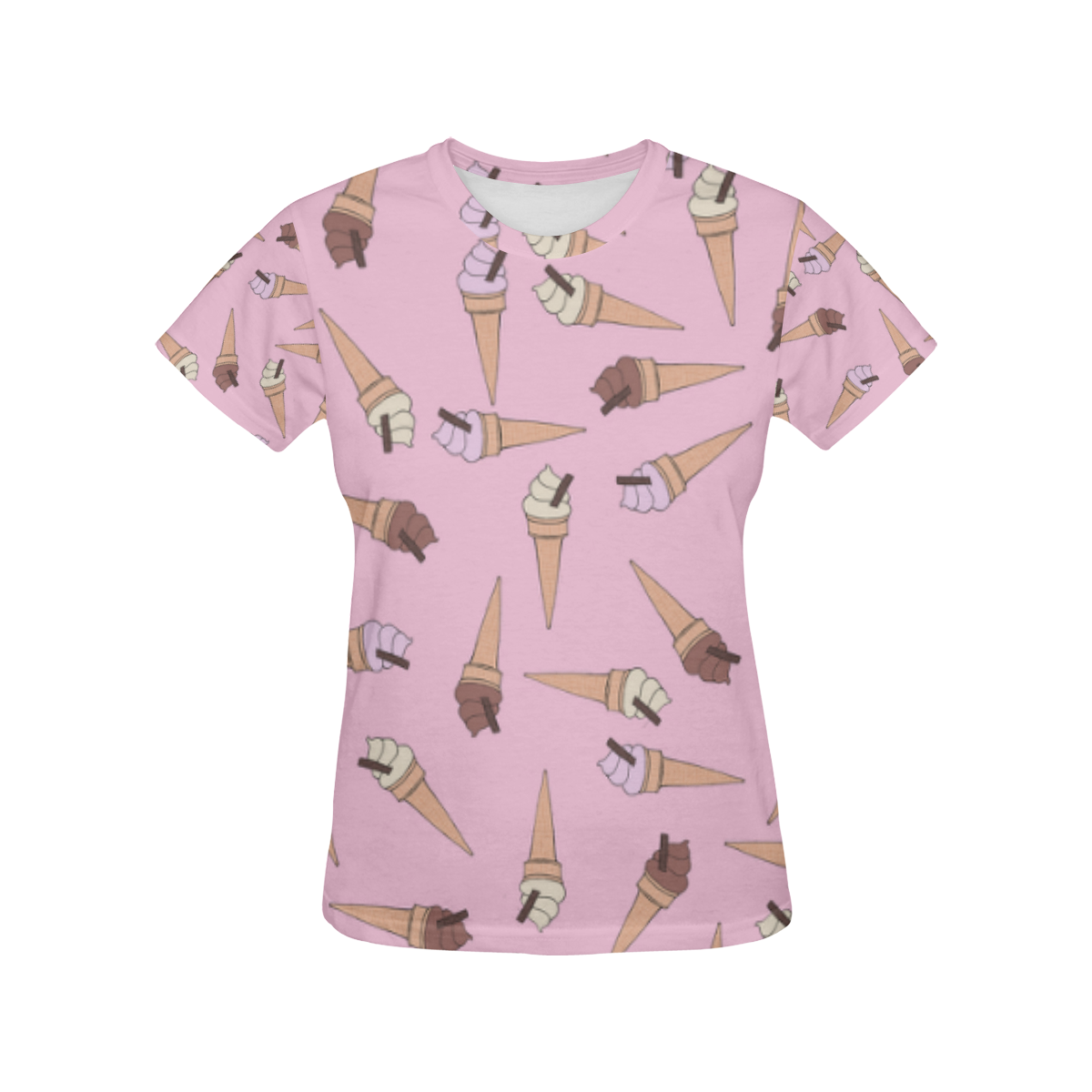 Pink Fun Ice Cream Pattern All Over Print T-Shirt for Women (USA Size) (Model T40)