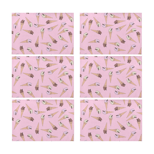 Pink Fun Ice Cream Pattern Placemat 12’’ x 18’’ (Set of 6)