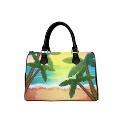 Tropical Sunset Palm Trees Beach Boston Handbag (Model 1621)