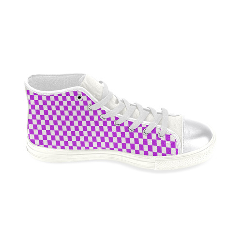 Bright Purple Gingham Women's Classic High Top Canvas Shoes (Model 017)