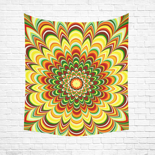 Colorful flower striped mandala Cotton Linen Wall Tapestry 51"x 60"
