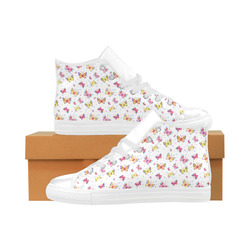 Watercolor Butterflies Aquila High Top Microfiber Leather Women's Shoes (Model 032)