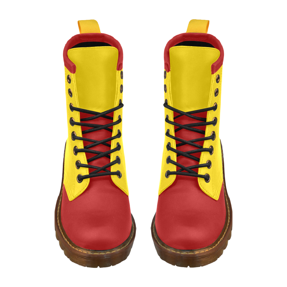 Only two Colors: Sun Yellow Red High Grade PU Leather Martin Boots For Men Model 402H