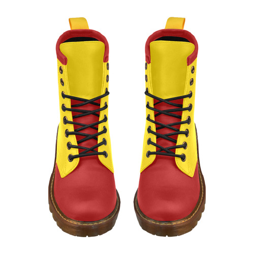 Only two Colors: Sun Yellow Red High Grade PU Leather Martin Boots For Men Model 402H