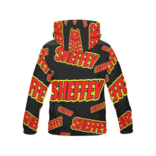 Sheffey - Red and Yellow Comic Fonts All Over Print Hoodie for Women (USA Size) (Model H13)